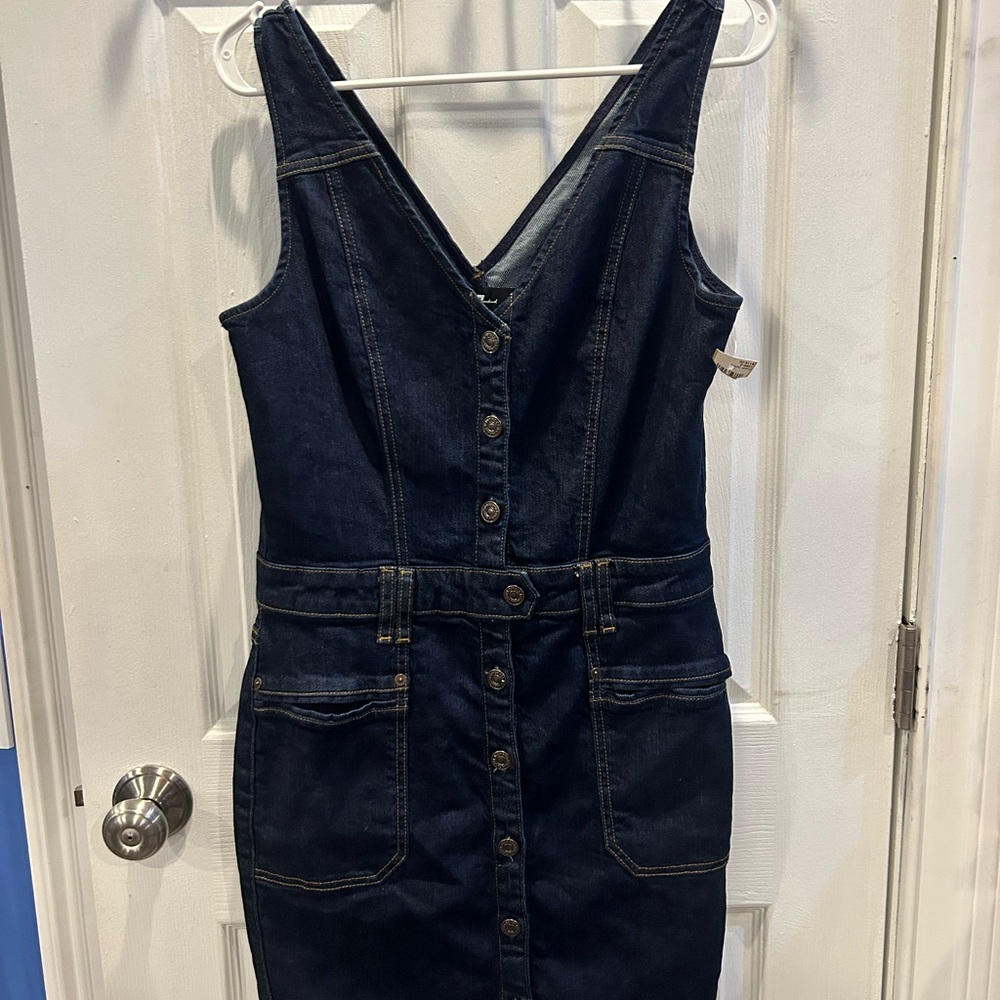 7 For All Mankind Dark Blue Denim Mini Dress M 💙NWT